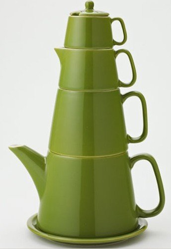 Classic Coffee & Tea Tower Tea Set, Olive Green 