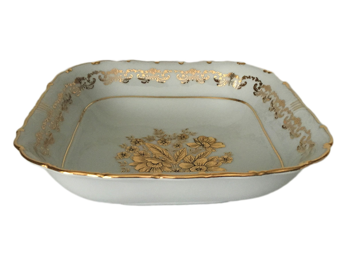 Golden Flower Dish Rectangular 24 cm
