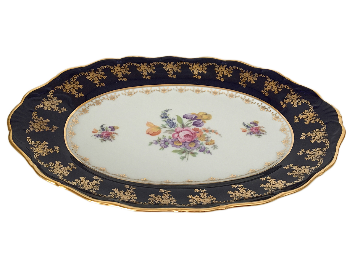 Servind Cobalt Oval Dish 36cm / 14" Czech