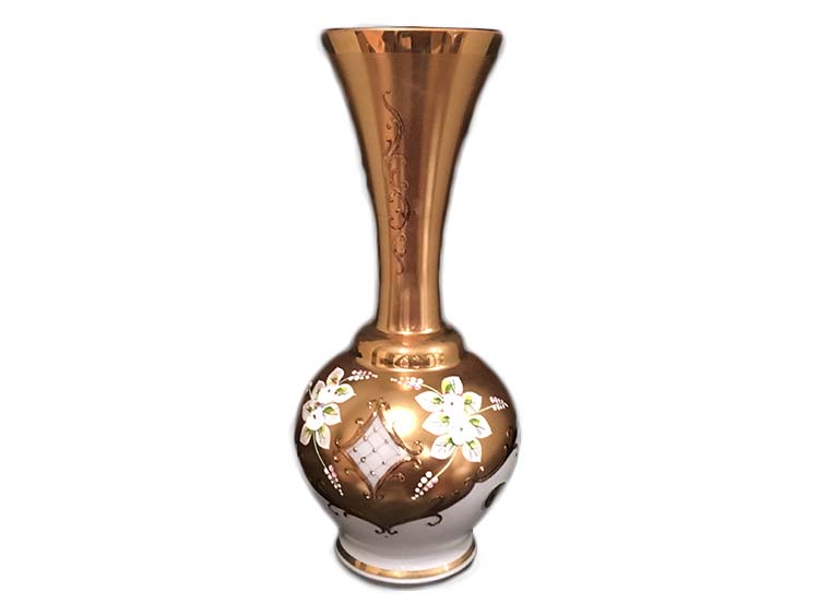 Bohemian Crystal High Enameled Vase White 31cm / 12.25"