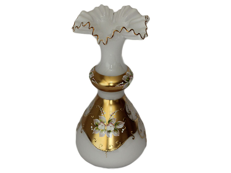 Bohemian Crystal High Enameled Vase White 29cm / 11.5"