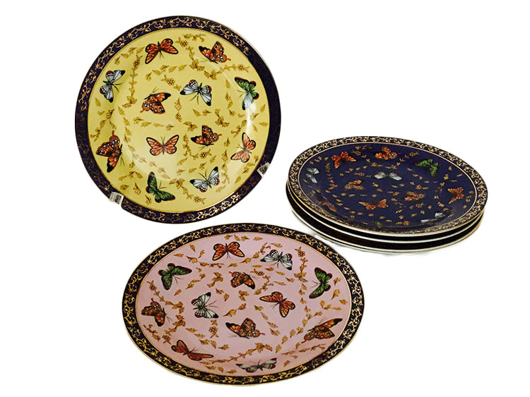 Classic Coffee & Tea Butterfly Dessert Plates, Gold, Set of 6 