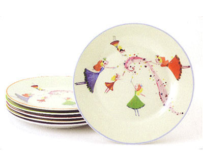 Classic Coffee & Tea Dancing Fairies Dessert Plates, Set of 6 